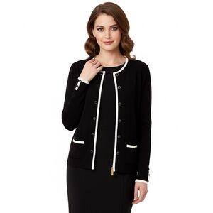 Vertigo Paris Black and White Cardigan Sweater